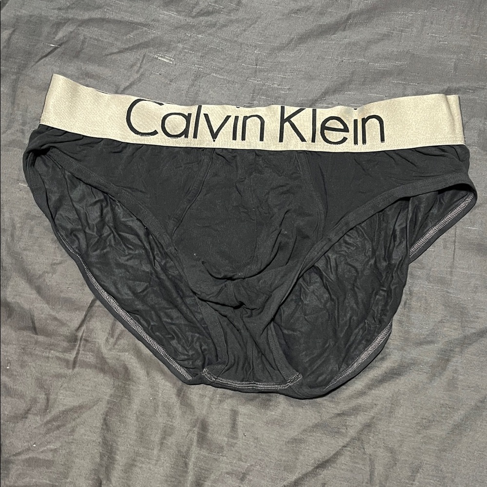 Calvin Klein Black Briefs with Cream Waistband
